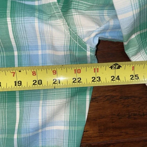 Wrangler 20X Competition Pearl Snap Western Shirt Medium Plaid Cowboy Flip Cuffs - Picture 10 of 10